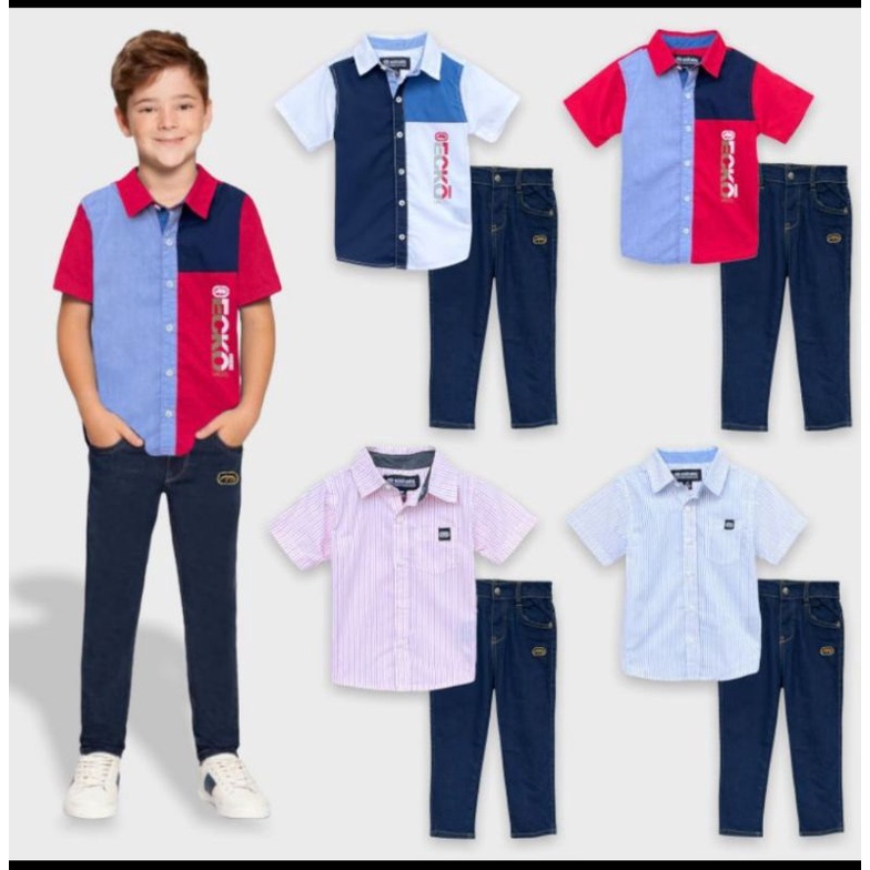Set kemeja branded anak laki laki ecko 12 bln sd 6 th