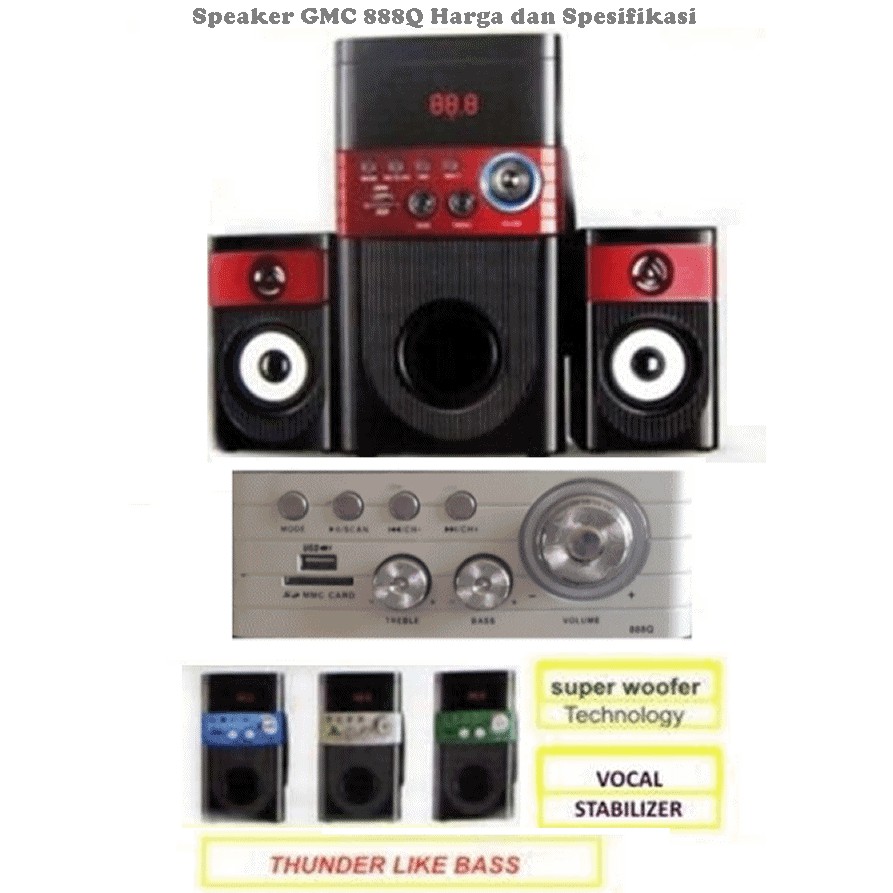 SPEAKER GMC 888S 888 Q USB SD CARD REMOTE RADIO FM MULTIMEDIA SUPPORT INPUT AUDIO SPIKER AKTIF ACTIV