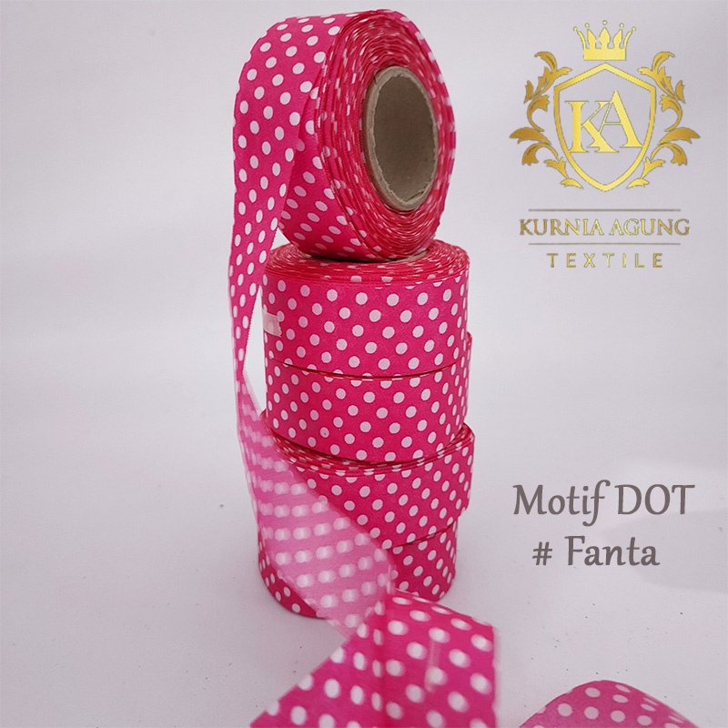 Pita Kain DOT / Pita Bintik Polkadot Pita Kado Hampers Souvenir 1 Inch Per ROLL