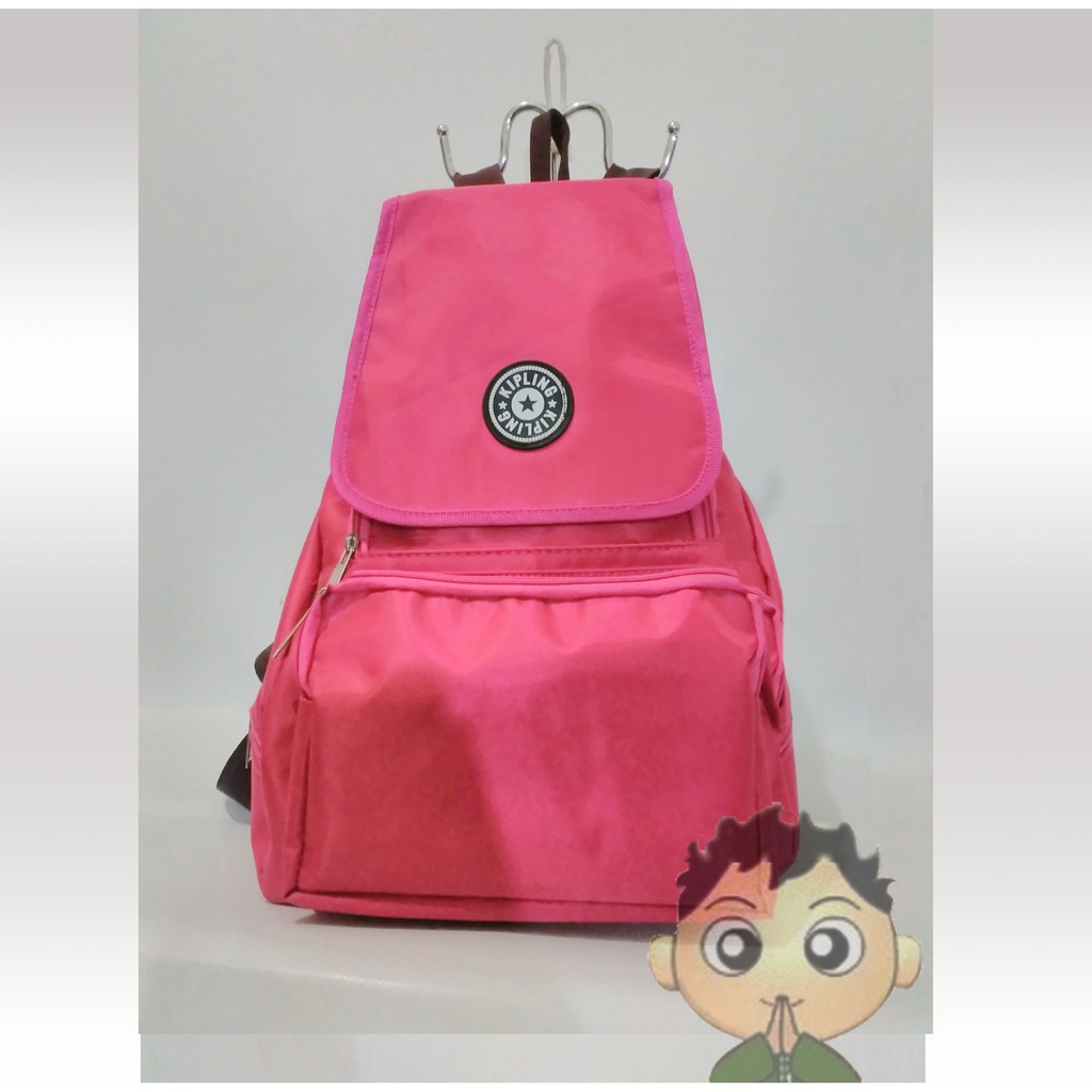 Tas Ransel Kipling motif Pink polos XY