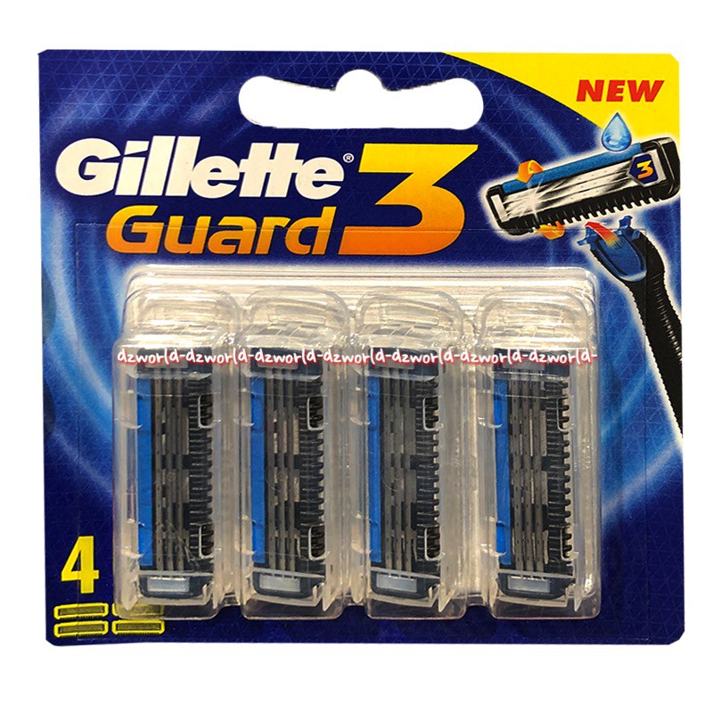 Gillette Guard 3 3Blades Refill 4pcs Pisau Cukur Gilete Pria Biru Gillte Isi Ulang