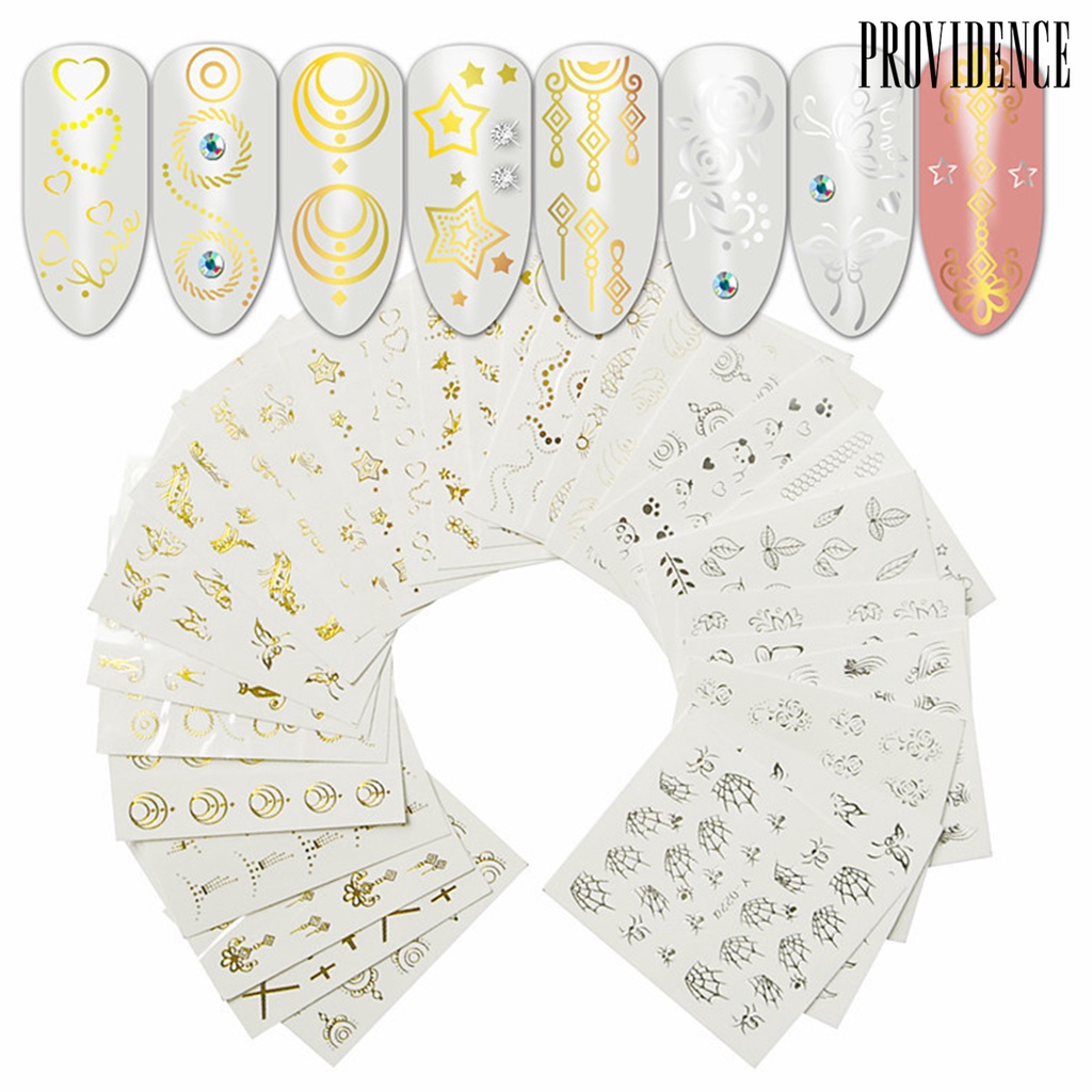 Providence 16Pcs Manicure Decal Delicate Lightweight Solid Color Gold Color Snowflake Manicure Sticker for Women