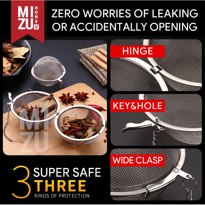 MIZU SAENGGANGCHA Tea Infuser Ball Saringan Teh Rempah Spice Seasoning Strainer FULL 304 STAINLESS-1