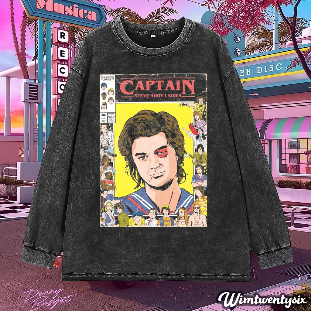 longsleeve | kaos oversize | oversize washing | t-shirt oversized | kaos stranger things captain ste