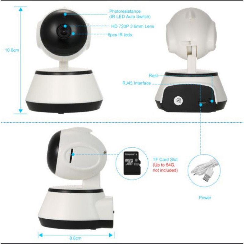 IP camera 720p CCTV Baby monitor Cam V380 wireless wifi premium