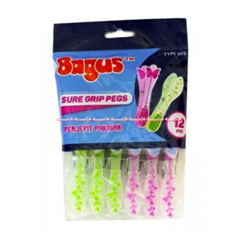 Bagus Sure Grip Pegs Penjepit Pakaian Jepitan Jemuran Baju Isi 12Pcs