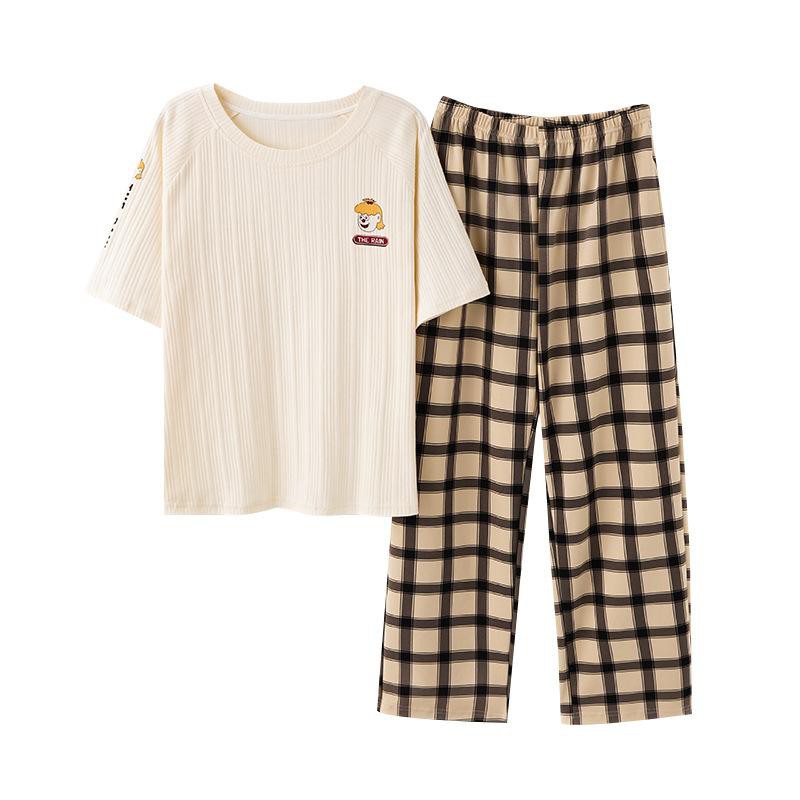 Baju Tidur Piyama Set/Piyama Wanita Import/Baju Piyama Cantik Celana Panjang/Woman Sleep Wear-Putih