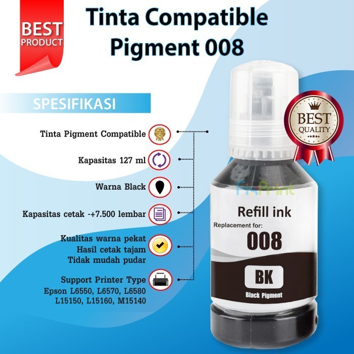 Tinta Compatible 008 Refill Printer L15150 L6460 L6490 L15180