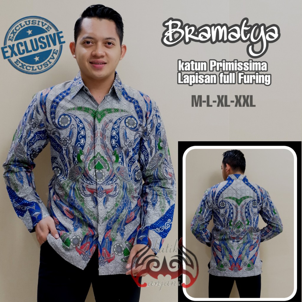 BRAMATYA Kemeja Batik Pria Full Furing Bahan Katun Primisima