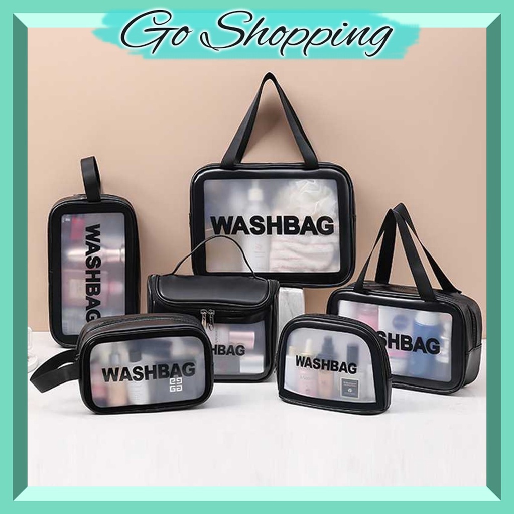 GO! WK624 Tas Kosmetik Transparan Pouch Travel MakeUp Bag Organizer washbag Waterproof