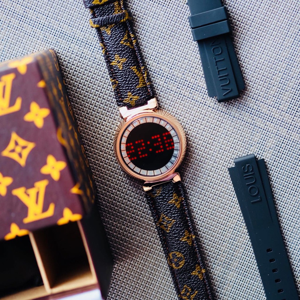 Jam Tangan Pria / Wanita LV Touch Screen Leather Rosegold A