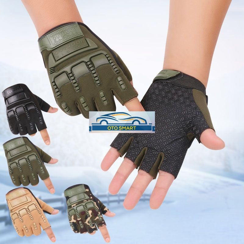 SARUNG TANGAN PRIA POLISI MOTOR TENTARA  GLOVES HALF FINGER