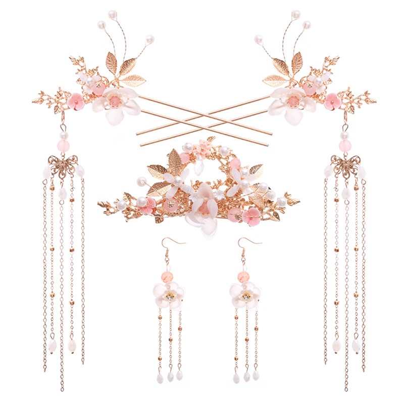 SIY  Women Girls Chinese Hanfu Dress Jewelry Sets Antique Tassel Floral Hairpins Earrings Hair Forks Headpieces Accessories