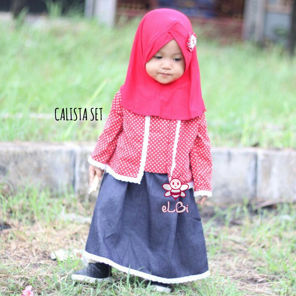 Baju Muslim Anak Calista / Baju Gamis Anak Perempuan ELBI / Baju Muslim Anak 1-6 Tahun Cantik