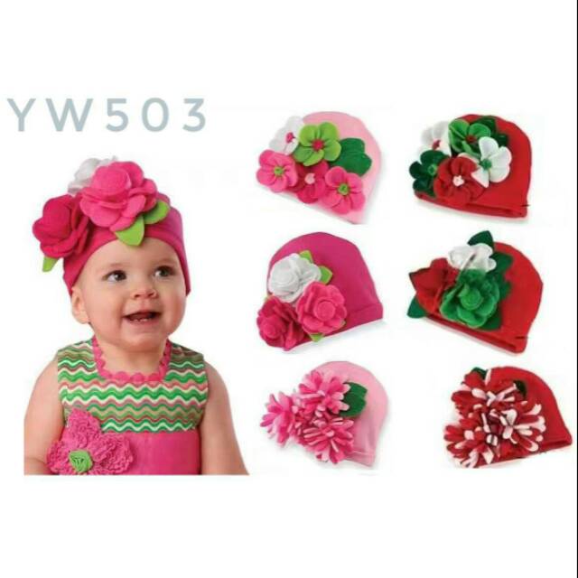 Turban flower turban bayi topi bayi turban anak turban bayi perempuan