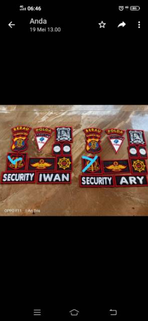 Bordir Satpam Security Timbul 3D