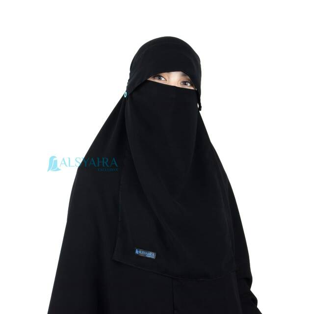 Niqab Poni Kancing Raudhah Sifon Silk Jetblack Alsyahra Exclusive