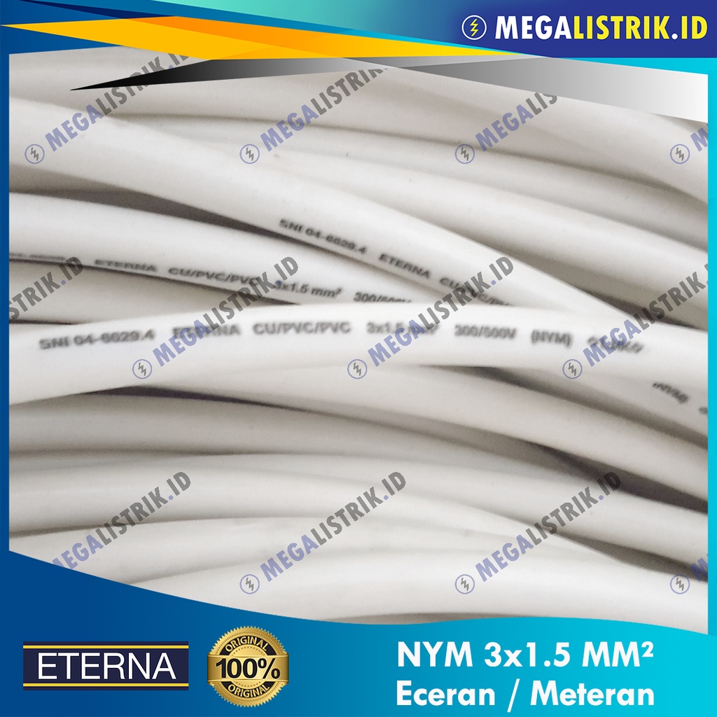 eterna nym 3x1 5 meteran   kabel listrik putih kawat tembaga 3x1 5 mm   3x1 5   3 x 1 5 mm eceran pe