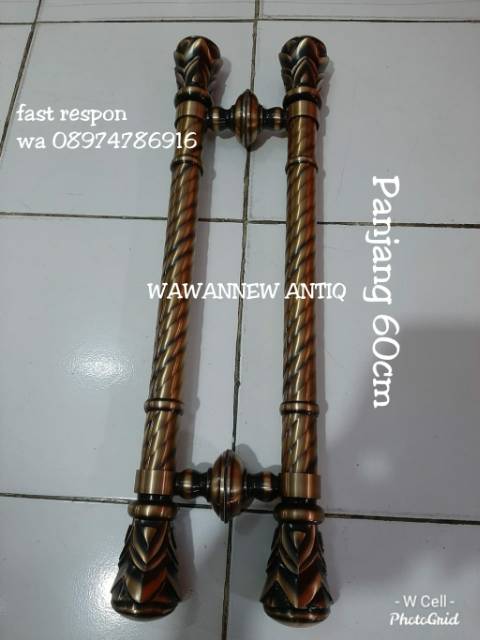 Handle Pintu / Gagang Pintu Rumah Kuningan Antik Murah Motif Nanas Ulir 60cm