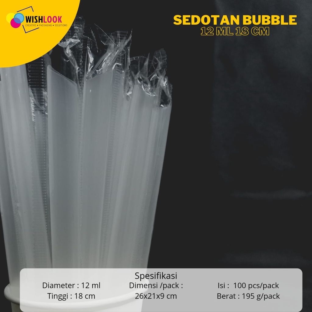 Sedotan boba bening sedotan bubble 12mm