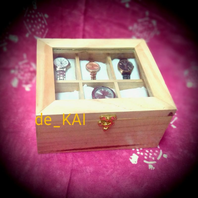 KOTAK JAM TANGAN KAYU ISI 6  / BOX JAM TANGAN KAYU JATI BELANDA 6 SLOT