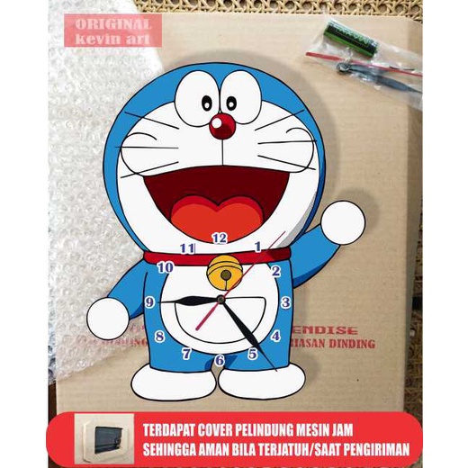 JAM DINDING KARAKTER DORAEMON UNIK BESAR KAYU VINTAGE SOUVENIR JAM CAFE Kevinart