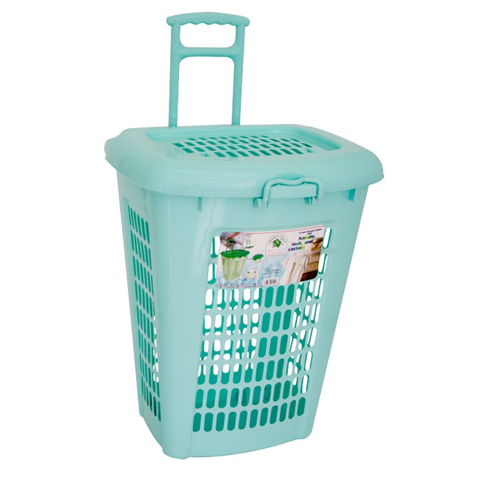 KERANJANG PAKAIAN KOTOR GREEN LEAF 1514 TARIKAN RODA / LAUNDRY BASKET / TEMPAT KERANJANG BAJU