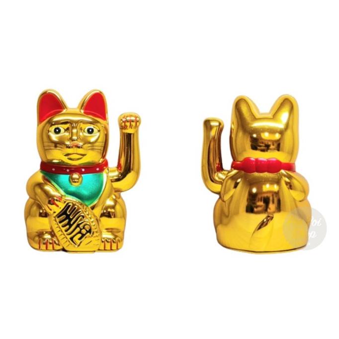 Patung Kucing Hoki Lucky Cat 18cm Besar Yuan Bao Uang Maneki Neko