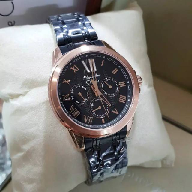Alexandre christie ac2494 original black rosegold rantai Stainless steel