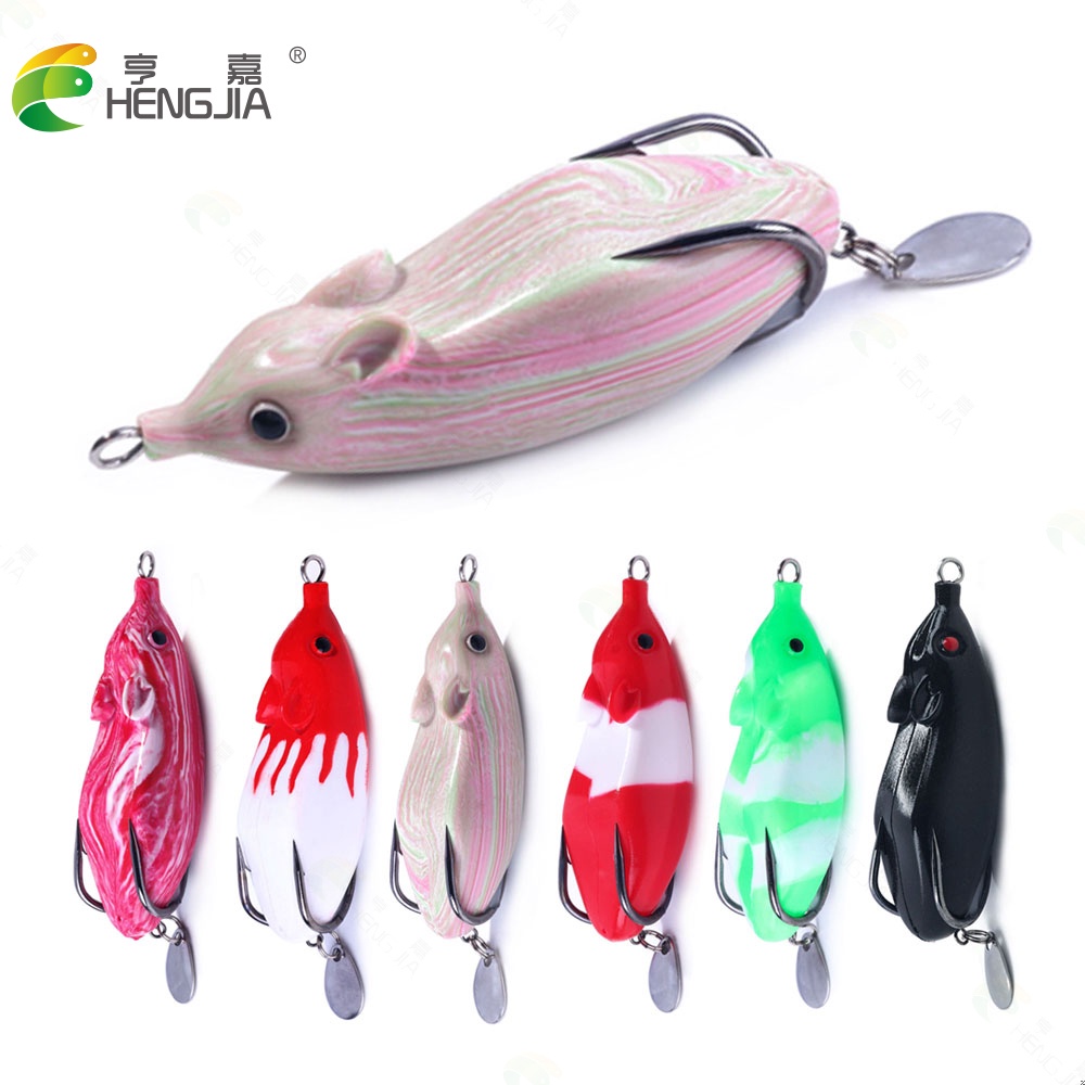 HENGJIA 1PCS New Product 7CM/12G Topwater Frog Lure Soft Bait Artificial Bait Umpan Spoon Katak Wobbler Ikan Kecil Kail Memancing Kait