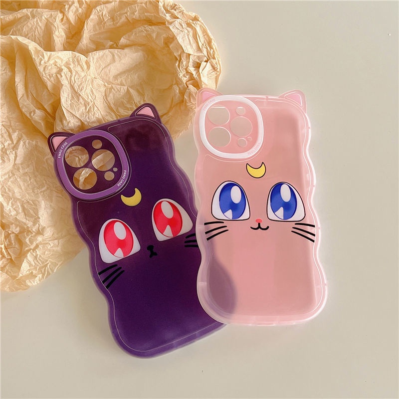 Case Desain Kartun Telinga Kucing Luna Untuk iphone 12 13 11 Pro Max X Xs Max Xr