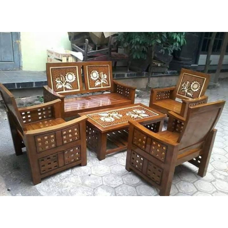 KURSI TAMU JOKOWI KAYU JATI | KURSI TAMU SUDUT MINIMALIS JOKOWI FURNITURE JEPARA