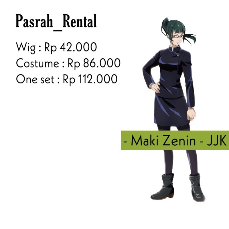 SEWA RENTAL KOSTUM / COSPLAY MAKI ZENIN JUJUTSU KAISEN JJK