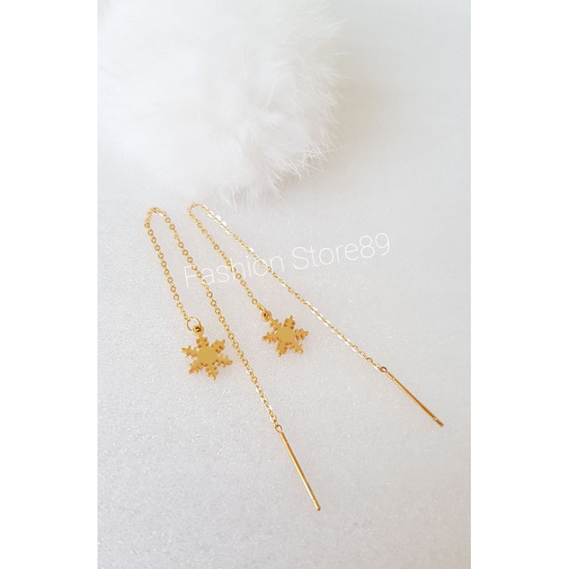 Anting Snow titanium gold jurai panjang impor anting jurai rantai panjang titanium