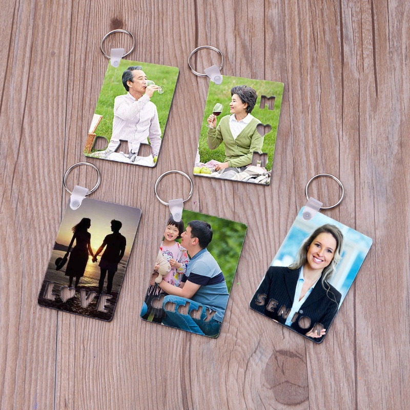 SIY  Sublimation Blank Keychain Heat Transfer Keychain Printed MDF DIY Blank Keychain with Key Rings for Present Making