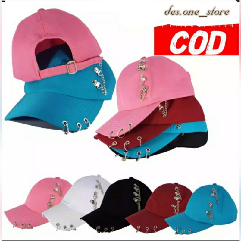 Topi anting cincin rante / topi baseball kpop / topi baseball  / topi cewe