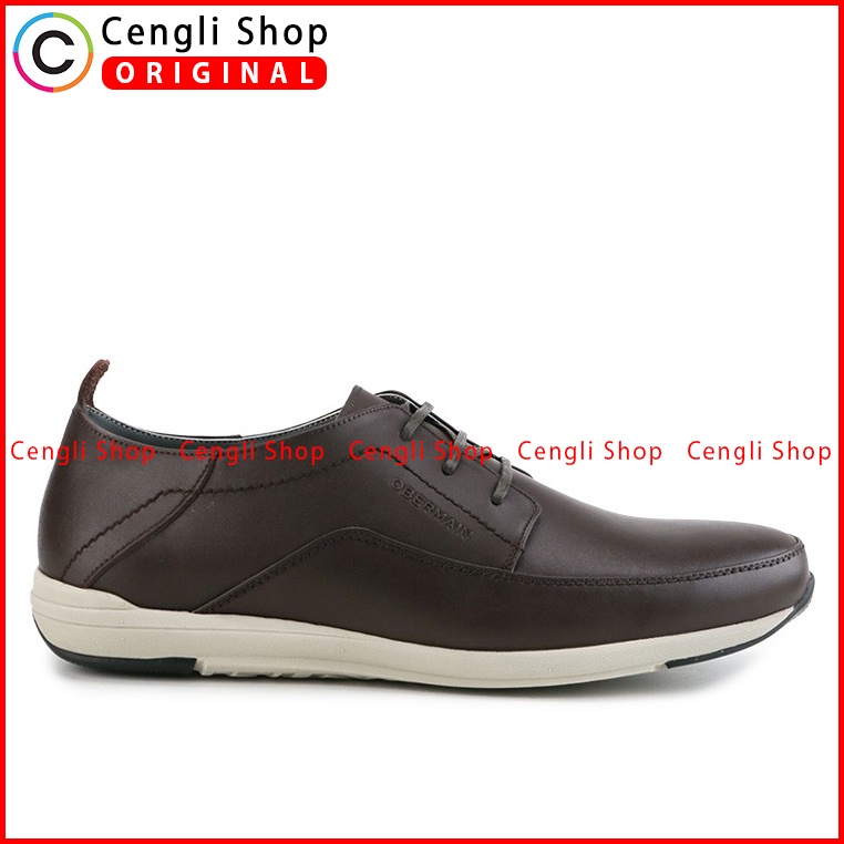 SEPATU OBERMAIN PRIA ORIGINAL SNEAKER CASUAL KULIT COKLAT TERBARU OM01