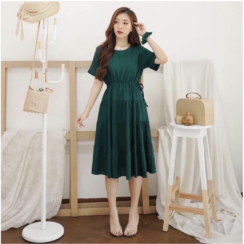 DRESS RUFFLE/DRESS POLOS/DRESS WANITA/BAHAN KATUN SHAKILLA