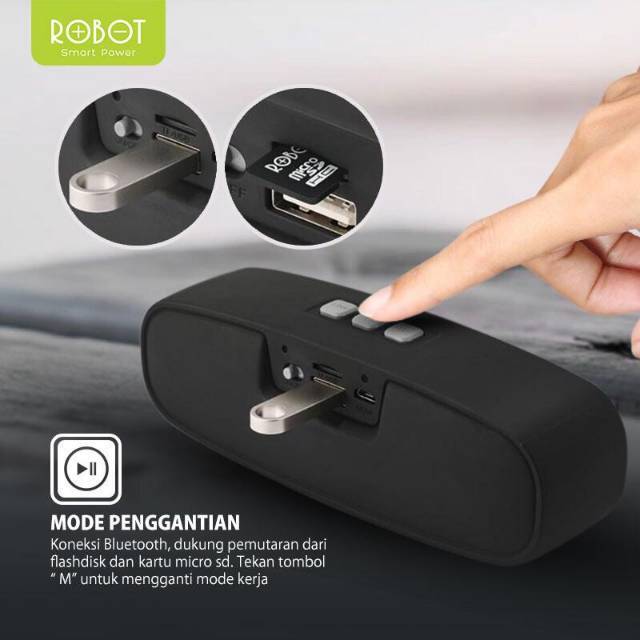 Speaker Bluetooth  Robot RB210 RB 210 Portable Wireless Super Bass Mini Stereo Original Garansi 1 Th