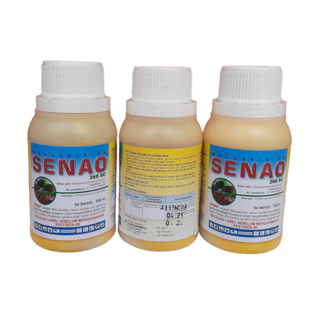 SENAO 260 SC 100ml Racun keong sawah Bahan aktif Niklosamida Etanolamina 250 g/l Metaldehida 10 g/l CV. AGROCHEMICA