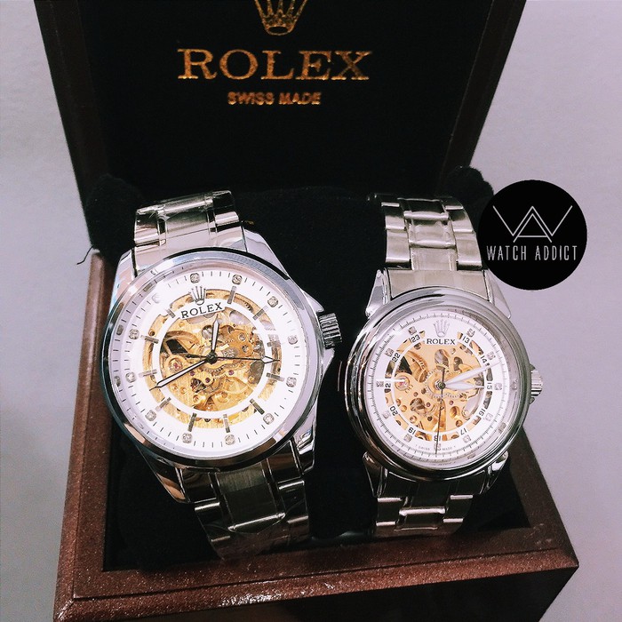 Sale Jam Tangan Couple / Rolex Automatic / Stainless Silver Murah
