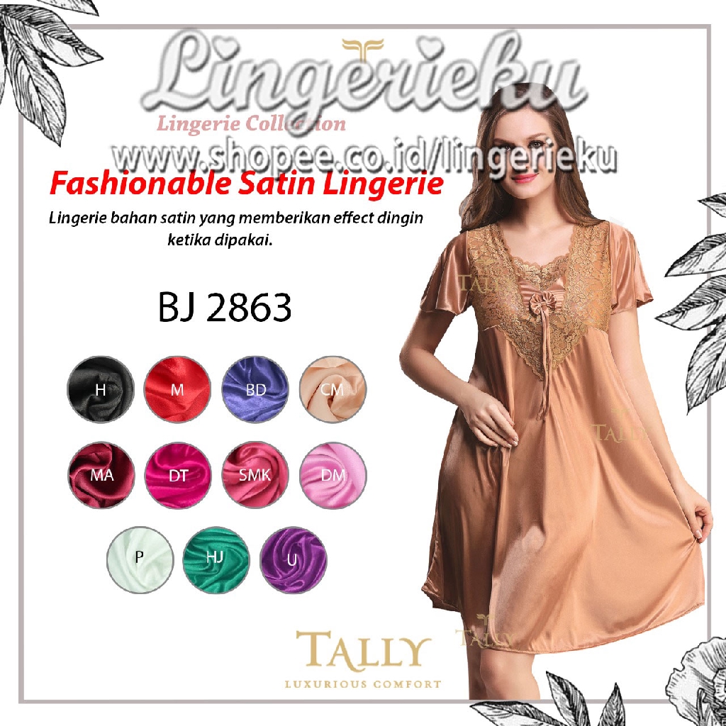 Tally 2863 BT Baju Tidur Wanita Satin Halus Premium Lingerie