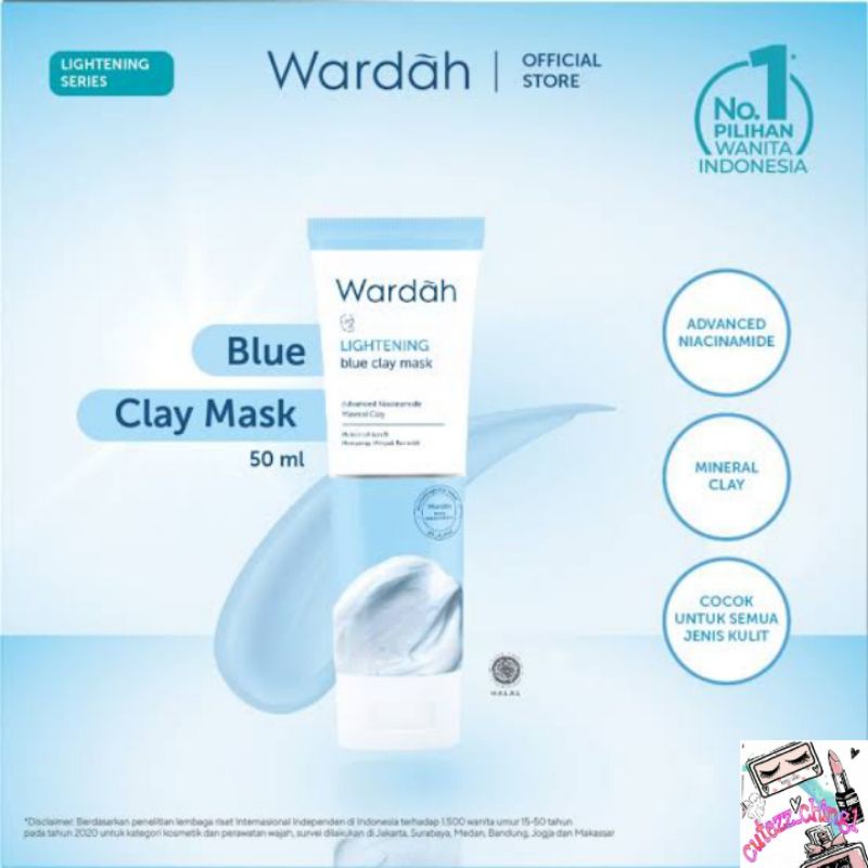 ☃Cutezz_Ching1☃Wardah Lightening Blue Clay Mask 50ml - advanced niacinamide ( mencerahkan)