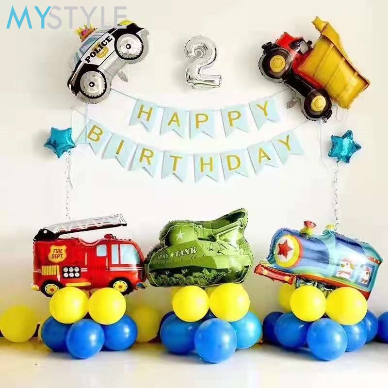 HAPPY TIME BALON FOIL TEMA TRUK MOBIL TRUCK BALON FOIL ULANG TAHUN KARAKTER PESTA HAPPY BIRTHDAY KARTUN MURAH