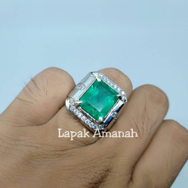 Cincin Batu Zamrud Zambia Top Kristal Super Mewah