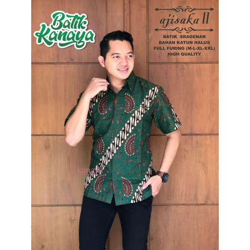 Soko Aji Hijau Kemeja Batik Pria Full Furing Katun Sragenan