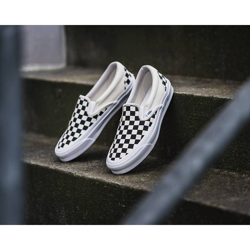 VANS SLIP-ON VAULT OG LX CHECKERBOARD BLACK/WHITE ORIGINAL 100% ( SPRING SUMMER '20 )