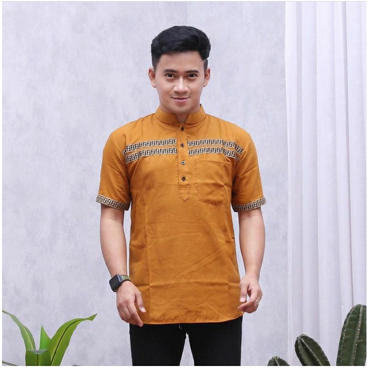 Koko kekinian/modern/kurta FF/kokomdewasa/lengan pendek/kombinasi Bordir FF/bahan toyobo/ukuran M - XXL