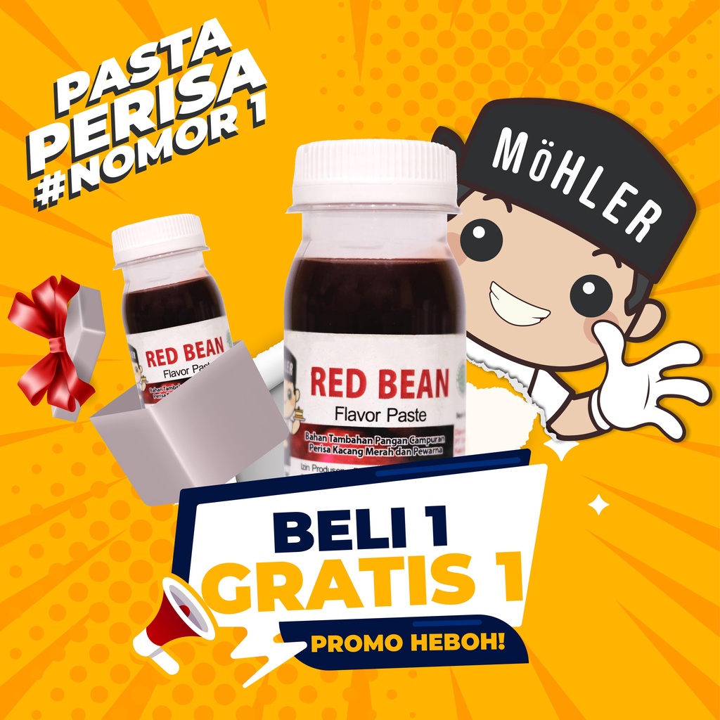 MOHLER Pasta perisa pewarna KACANG MERAH / RED BEAN (KLIK KOMBO HEMAT UNTUK BELI 1 GRATIS 1)