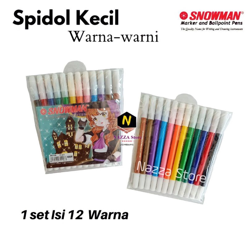 SNOWMAN Spidol Kecil warna-warni 12 warna